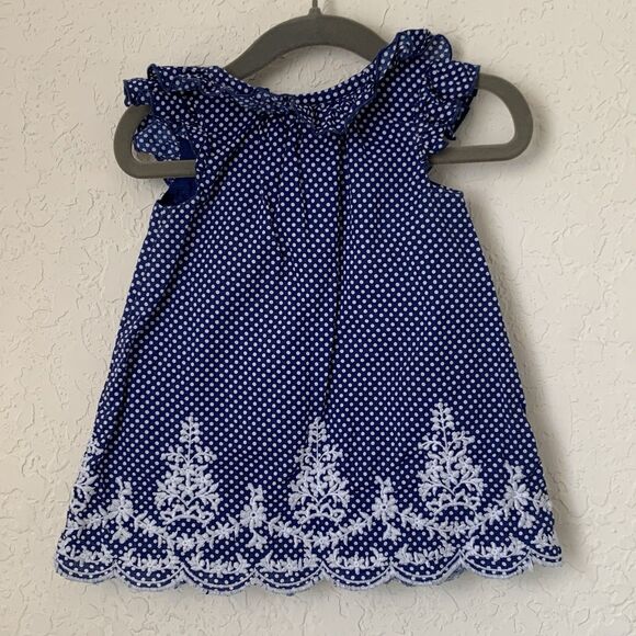 Jillians Closet Dress Baby 3-6M Navy Polka Dot Smocked Ruffle Cute Boho Event - Picture 2 of 8